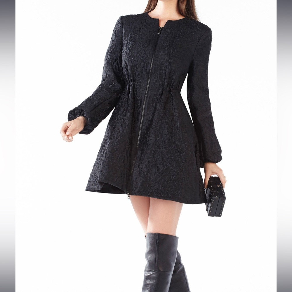 BCBGMAXAZRIA Floral Jacquard Coat Black X-Small